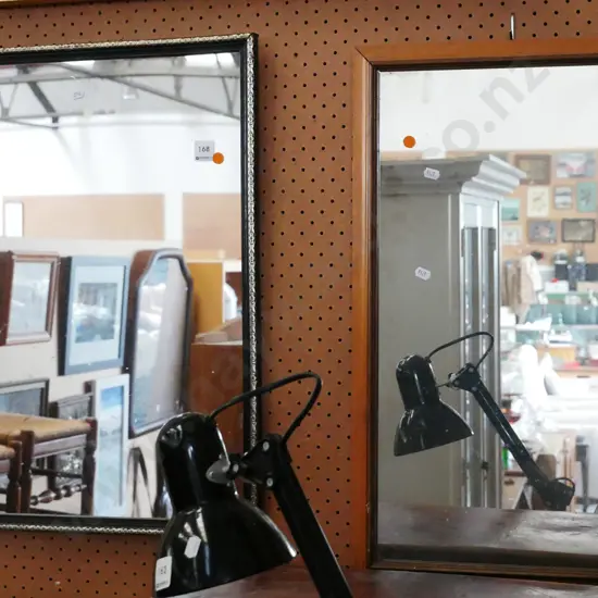 2x framed wall mirrors - orange dots