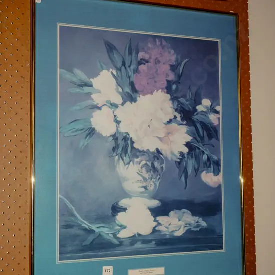 framed Manet print - white peonies