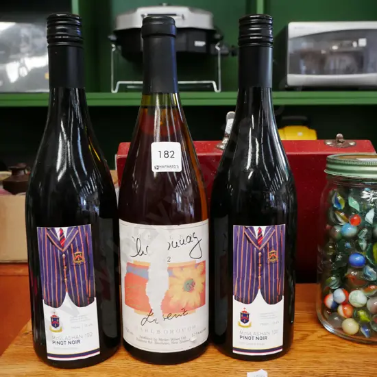 2x bottles of John McGlashan Pinot Noir, bottle of white wine