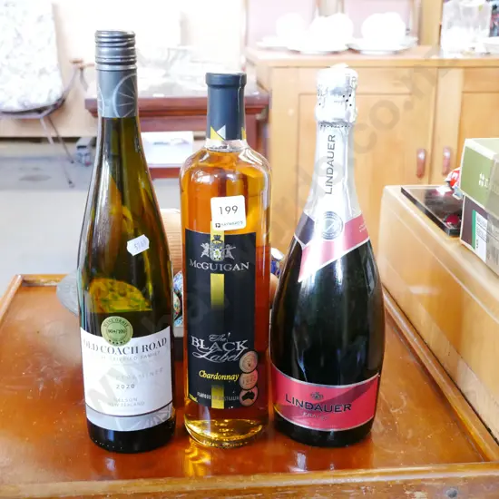 bottle of Lindauer, 2x white wines