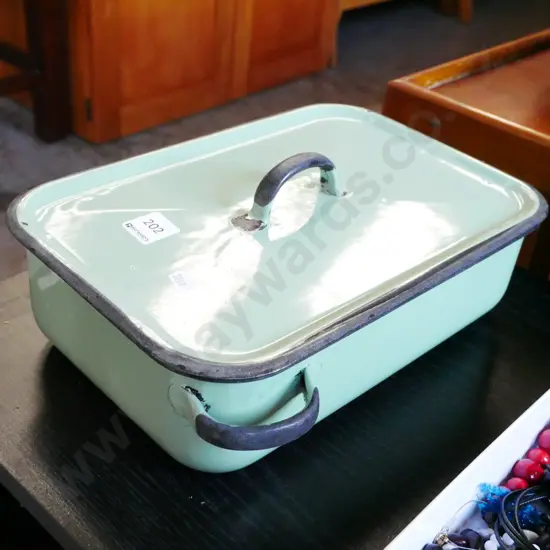 green enamel baking dish - some wear inside