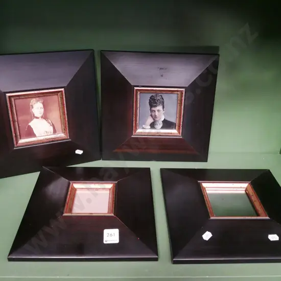 4x wood and gilt square picture frames