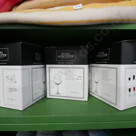 3x boxes of Royal Worcester wine glasses (12 in total)