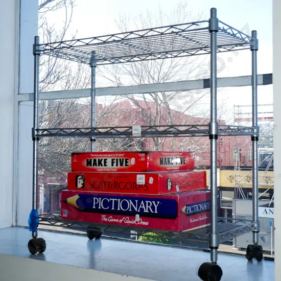 chrome shelves on casters