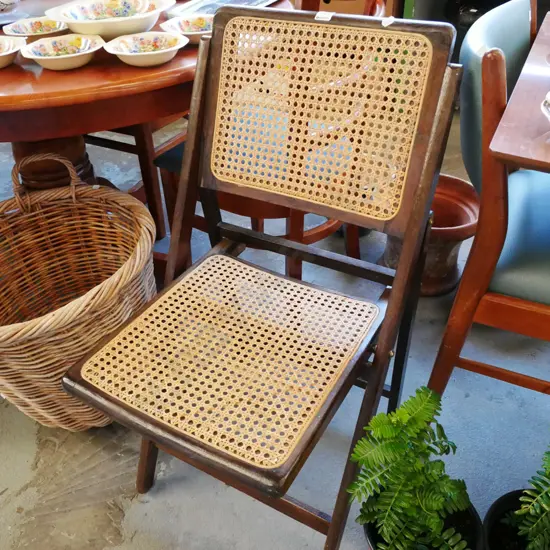 wood and bergere foldaway chiar