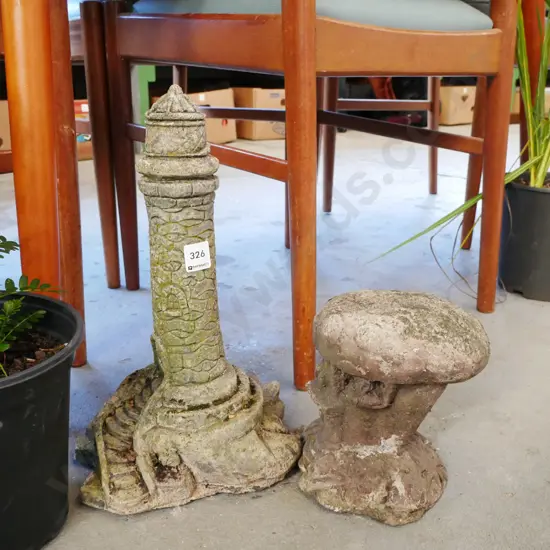 concrete ornaments - toadstool, light house H-390