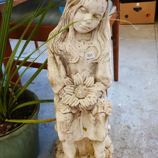 garden ornament - girl with sunflower H-600