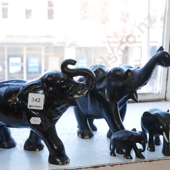 5 elephants - damage, tusks missing