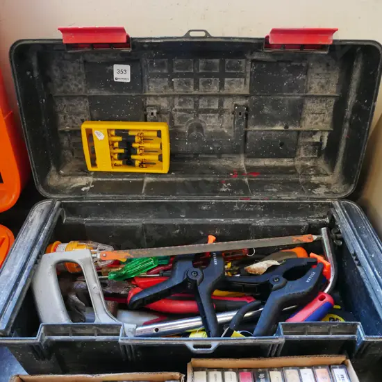 tool box hack saw, pliers etc