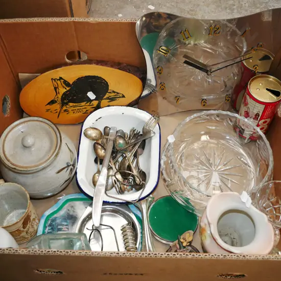 box; crystal bowl, wall clock, souvenir ware etc