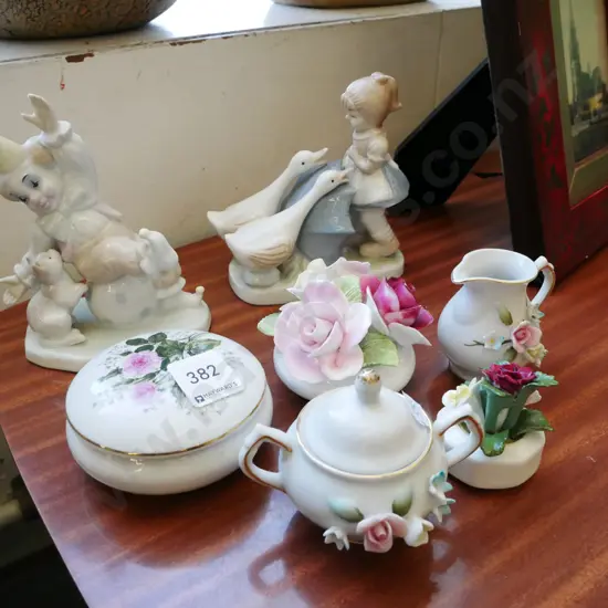 trinket boxes, floral sprays, jug etc
