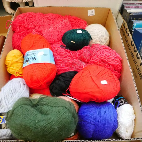 box of knitting yarn