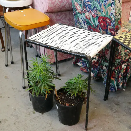 woven white retro plastic stool