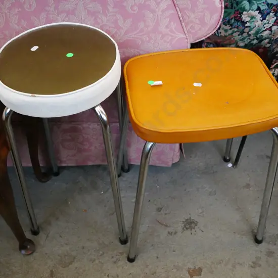 2x vinyl topped stools - green dots