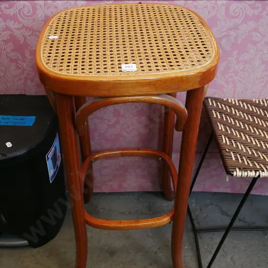 bergere topped wooden stool