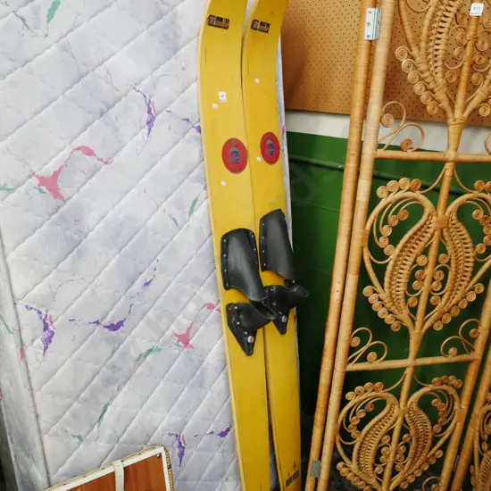 pair of retro wooden Dolphin water skis