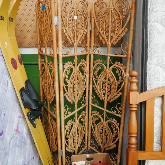 cane and bamboo 3 panel screen