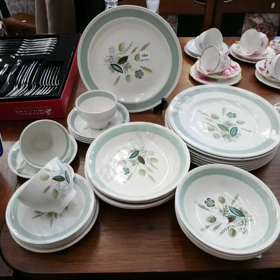 assorted Woods Clover Leaf plates, bowls, cups