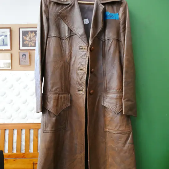ladies leather and sheepskin full length coat