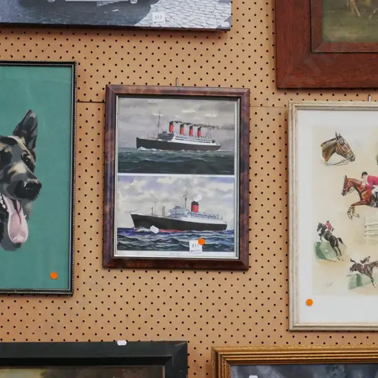 3x framed prints - orange dots