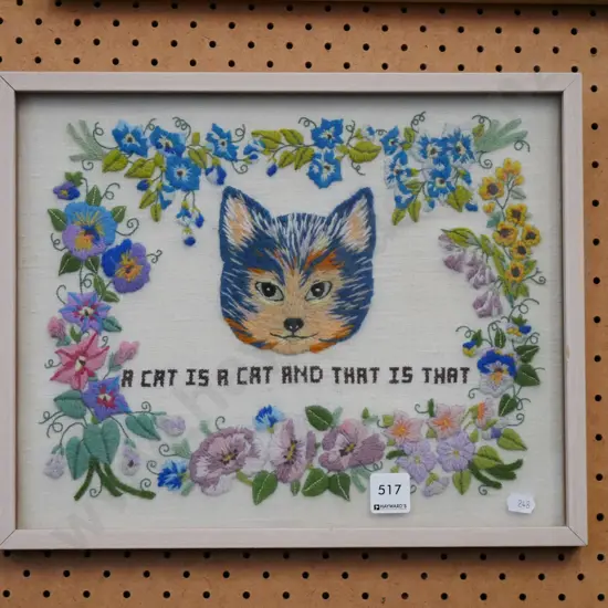 framed needlework - cat 