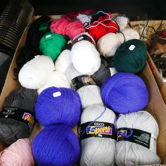 box of knitting yarn