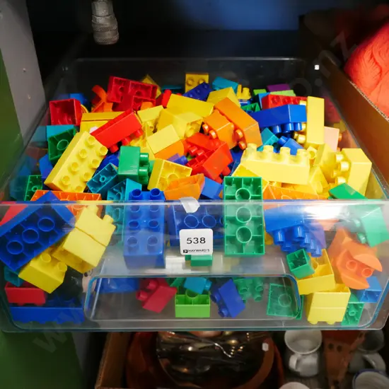 plastic tray of plastic children's blocks