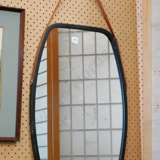 retro wall mirror with leather strap