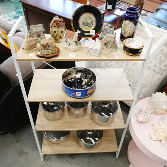 mdf faux wood veneer shelves H-990 W-600 D-350