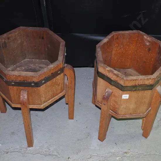 2x oak jardinieres H-470