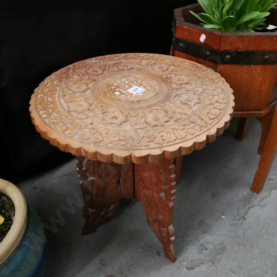 carved wooden Middle Eastern foldaway table H-400