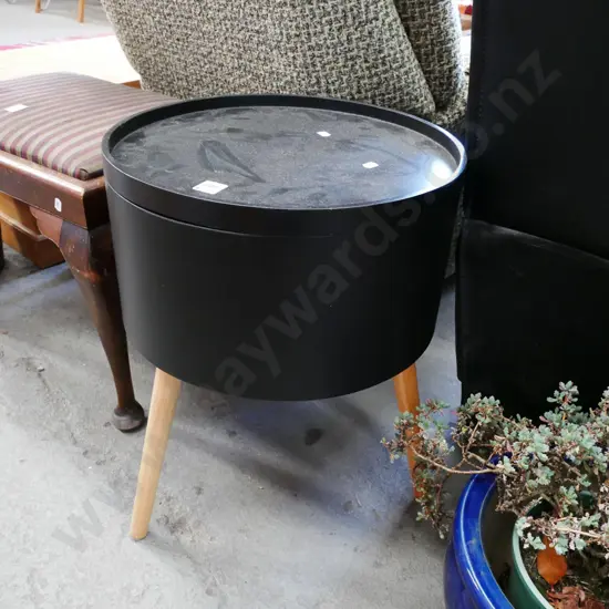 modern circular end table/storage box/tray