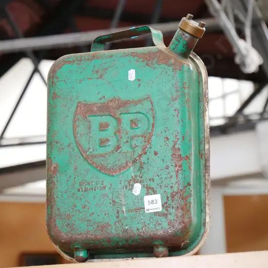 BP petrol tin with brass cap