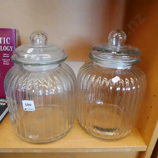 2x glass storage canisters H-270