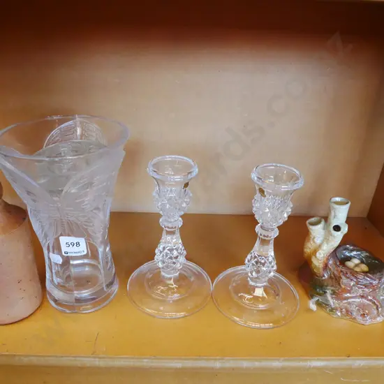  dragonfly themed vase, ink bottle, candlesticks  etc