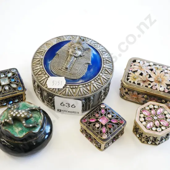 6x small decorative trinket boxes 