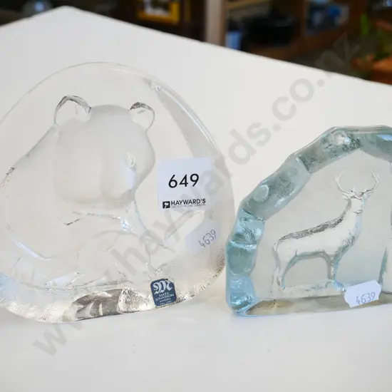 2x crystal animal ornaments