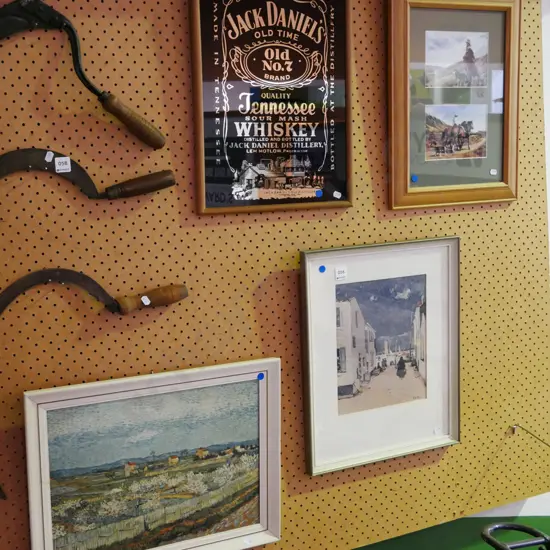 Jack Daniels advertising mirror, 3 prints - blue dots