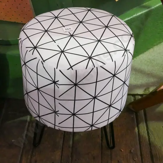 geometric fabric footstool