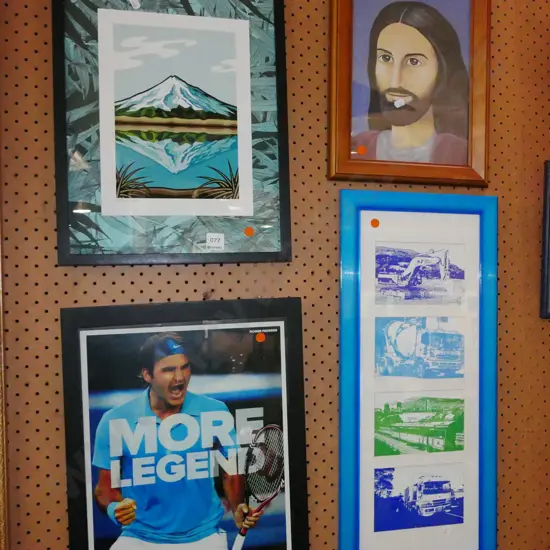 4x framed prints - orange dots