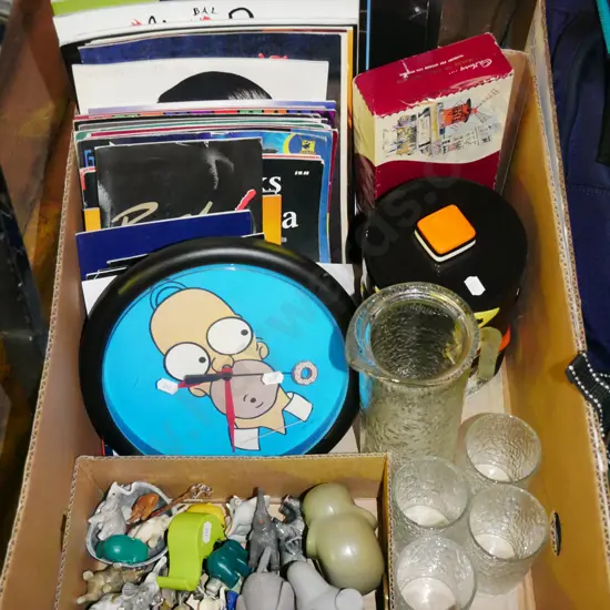 Homer Simpson wall clock, rugby programmes, water set etc