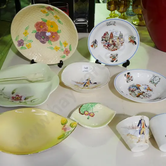 Crown Lynn nursery tale bowls, cups, plates, 1 salad server etc