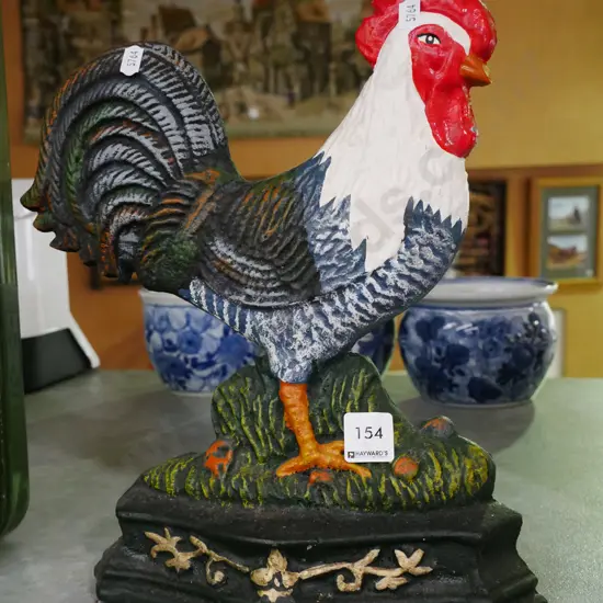 cast iron chicken themed door stop H-320