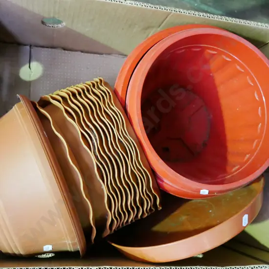 box; various plastic garden planters