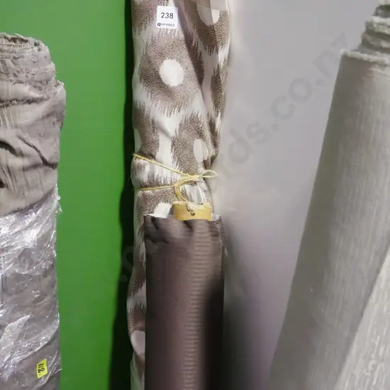 2x bolts of upholstery fabric -grey, circles