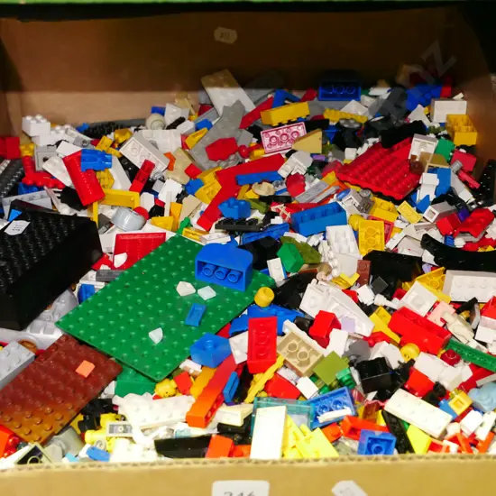 box of Lego pieces