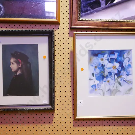 framed floral watercolour, framed print - portrait - orange dots