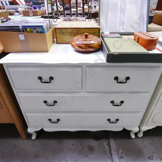 cab leg white painted 4 drawer lowboy H-750 W-900 D-410