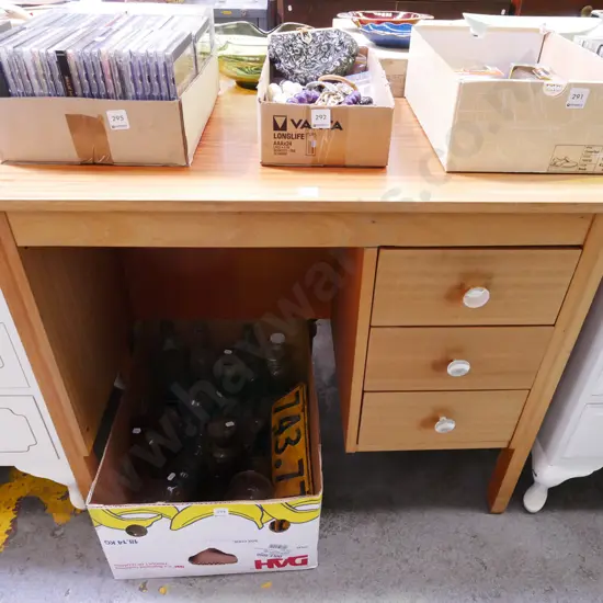 mahogany and rimu 3 drawer study desk H-760 W-920 D-450