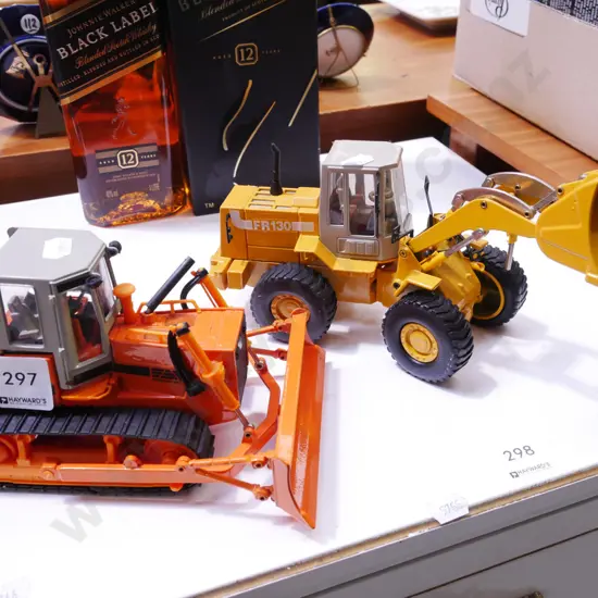 2x die cast models; bulldozer, front end loader